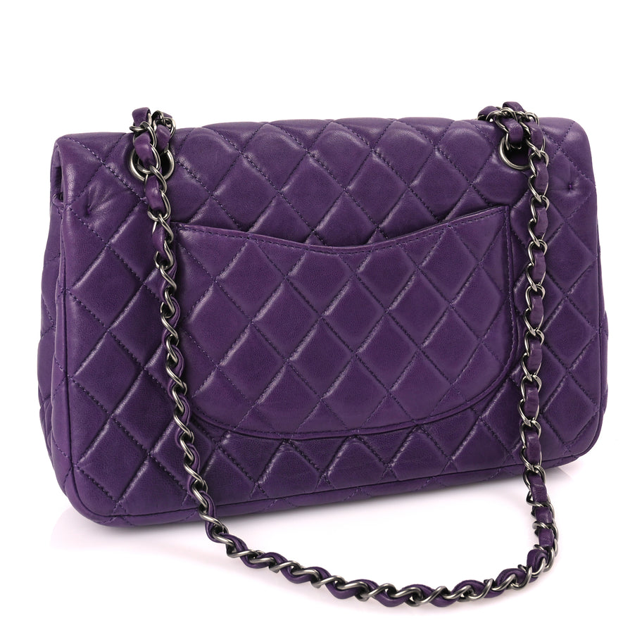 Chanel Lambskin Quilted Medium Double Flap Purple Image 2