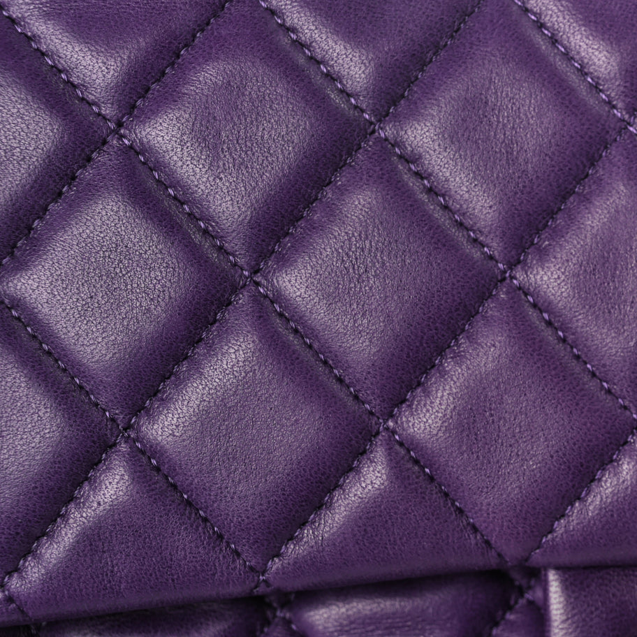 Chanel Lambskin Quilted Medium Double Flap Purple Image 7