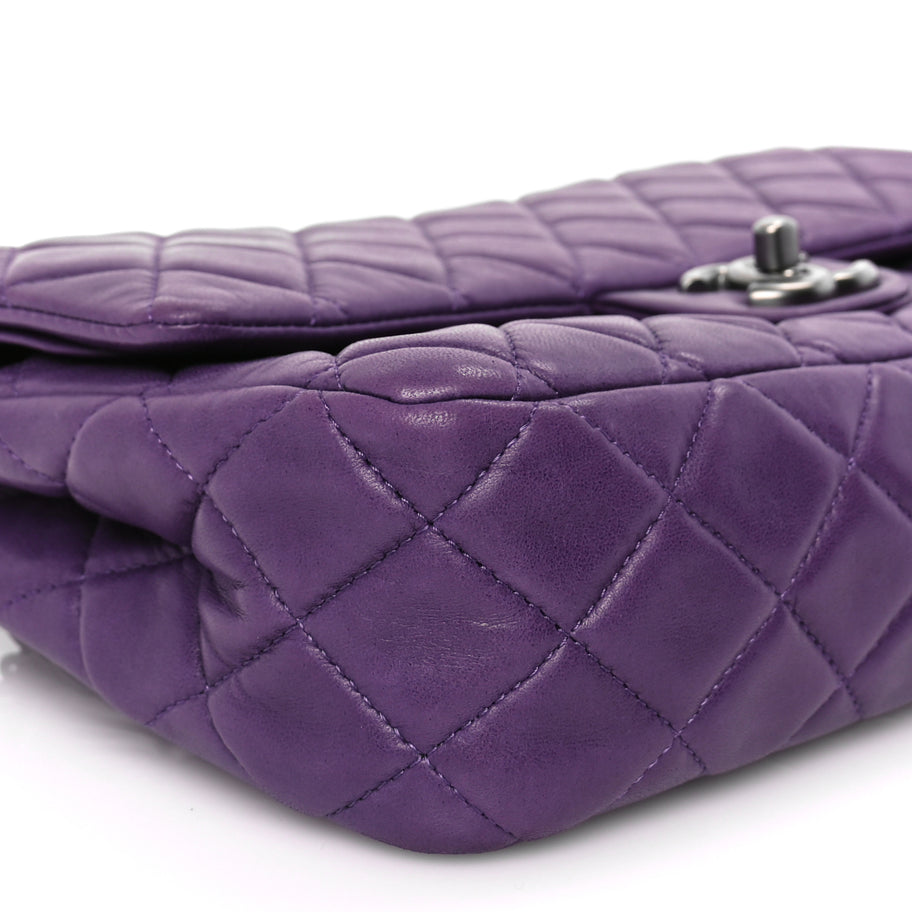 Chanel Lambskin Quilted Medium Double Flap Purple Image 8