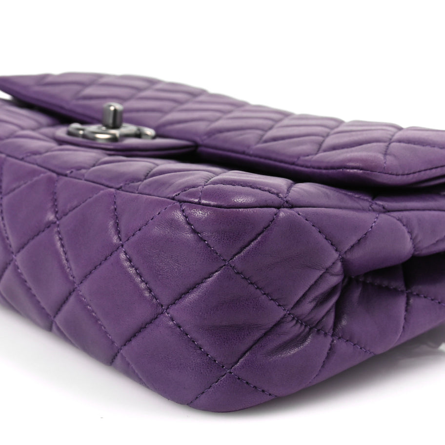 Chanel Lambskin Quilted Medium Double Flap Purple Image 9