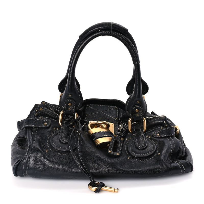 Chloe Calfskin Medium Paddington Satchel  Black