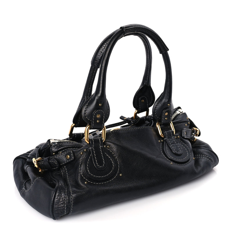  Chloe Calfskin Medium Paddington Satchel  Black