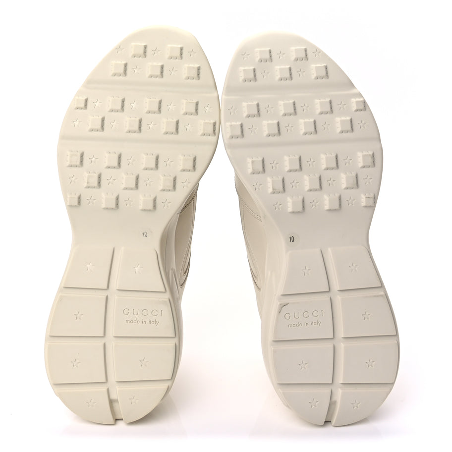 Gucci Calfskin Interlocking G Logo Mens Rhyton Sneakers 10  Ivory Image 6