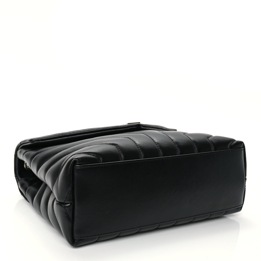 Saint Laurent Calfskin Y Quilted Monogram Small Loulou Chain Satchel Black Image 3