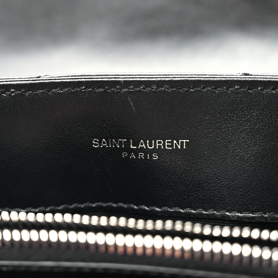 Saint Laurent Calfskin Y Quilted Monogram Small Loulou Chain Satchel Black Image 5