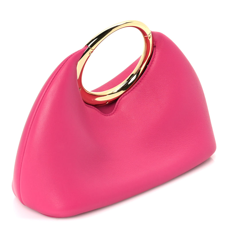  Jacquemus Calfskin Le Petit Calino Ring Top Handle Bag Dark Pink