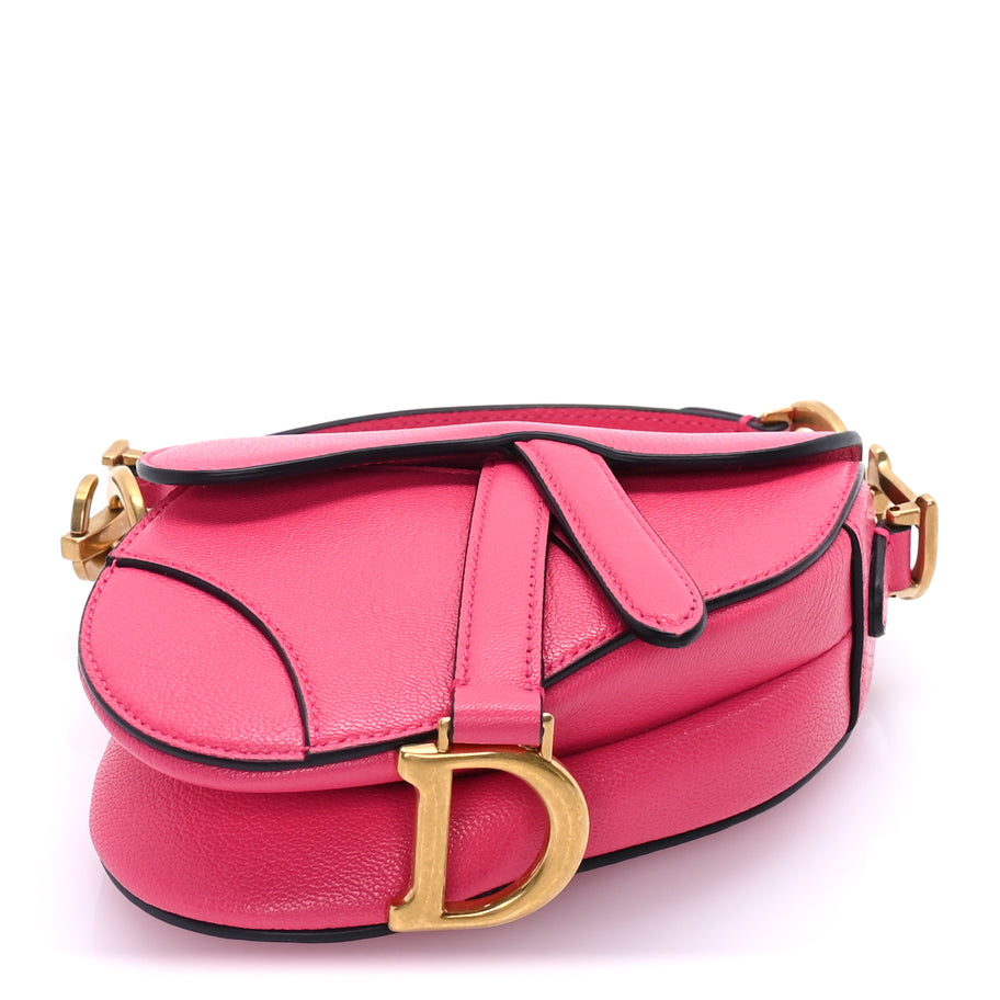 Christian Dior Goatskin Micro Saddle Bag Pink Image 3