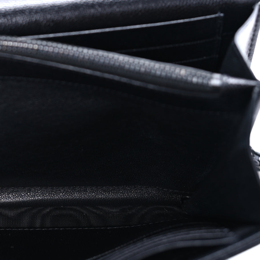 Saint Laurent Grain De Poudre Matelasse Chevron Monogram Monochrome Chain Wallet  Black Image 4