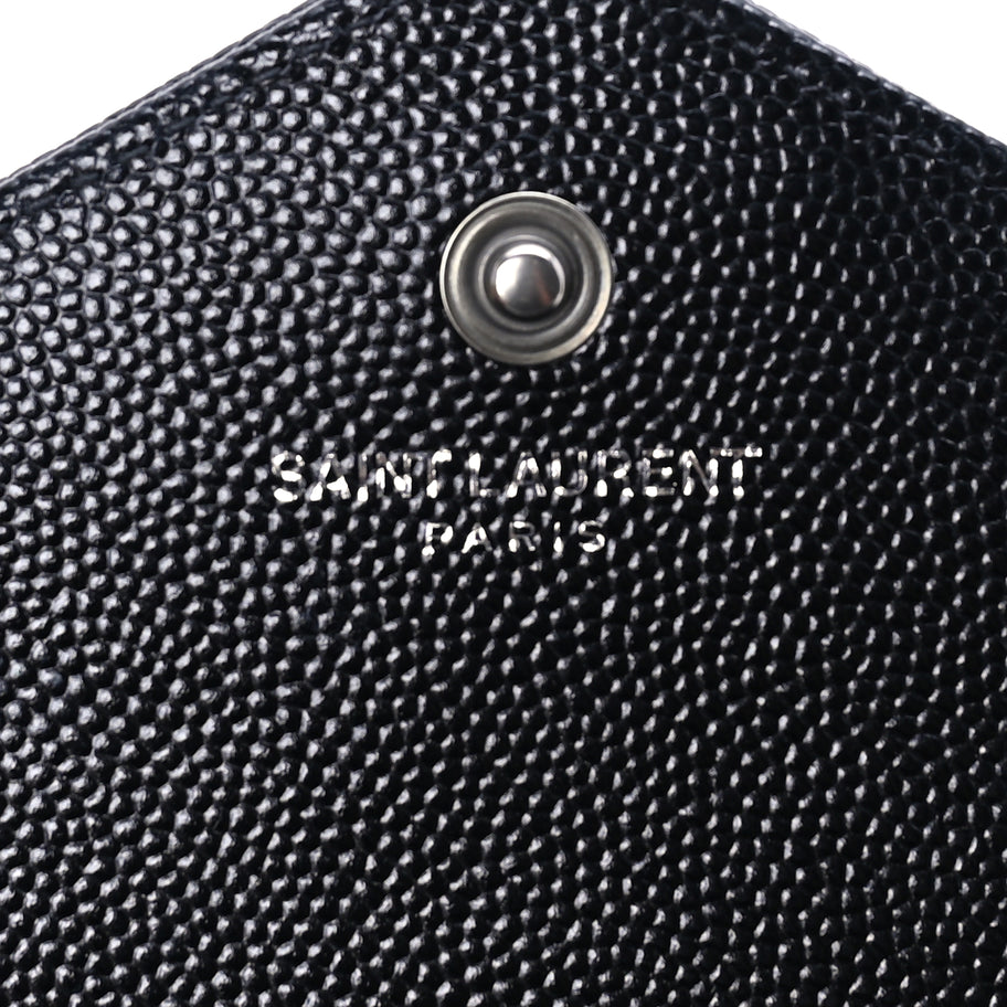 Saint Laurent Grain De Poudre Matelasse Chevron Monogram Monochrome Chain Wallet  Black Image 5