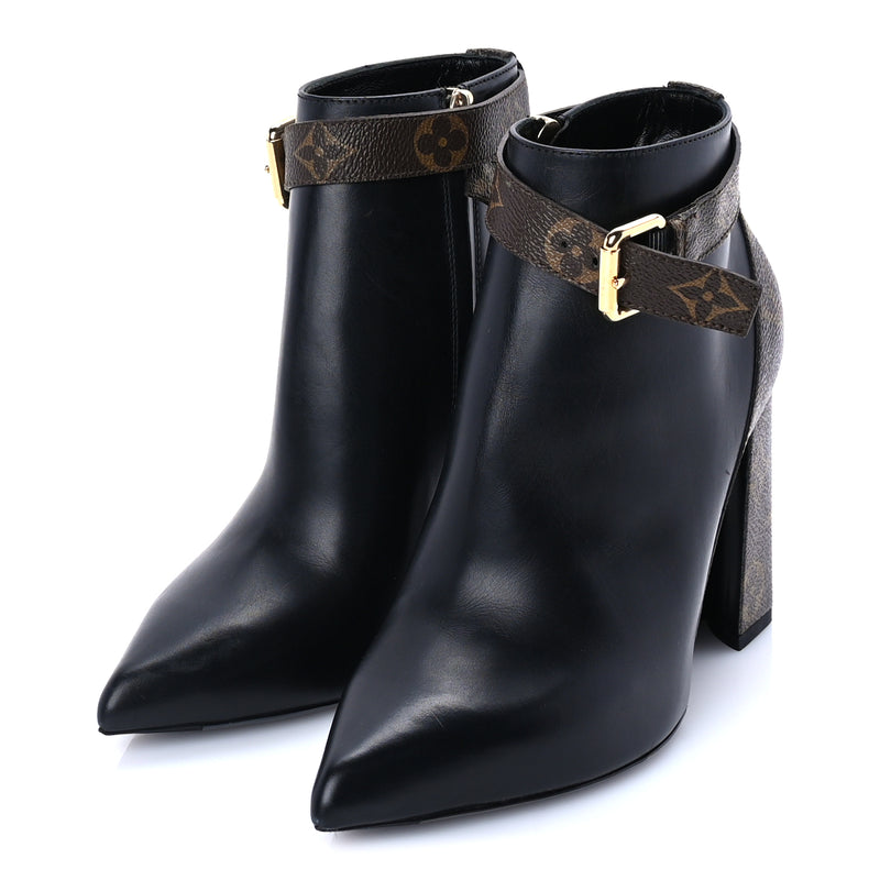  Louis Vuitton Calfskin Monogram Matchmake Low Boots 37 Brown