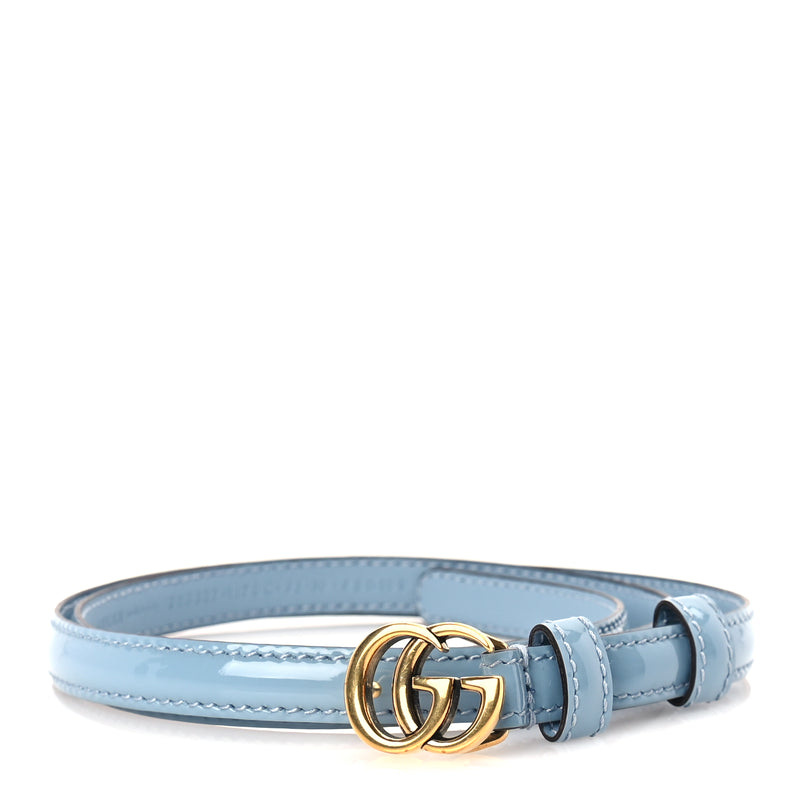  Gucci Patent Double G Thin Belt  85 34  Blue