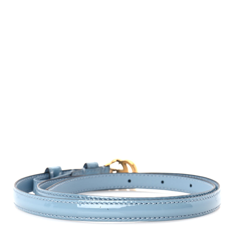  Gucci Patent Double G Thin Belt  85 34  Blue