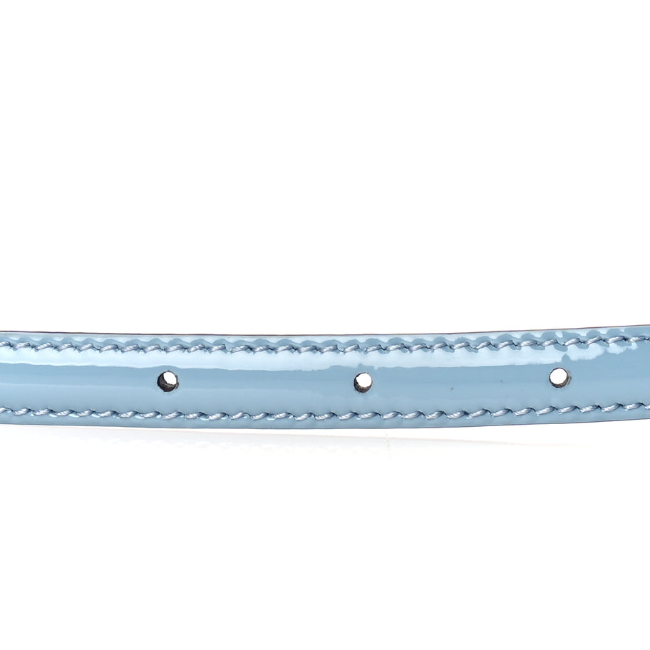Gucci Patent Double G Thin Belt  85 34  Blue Image 3