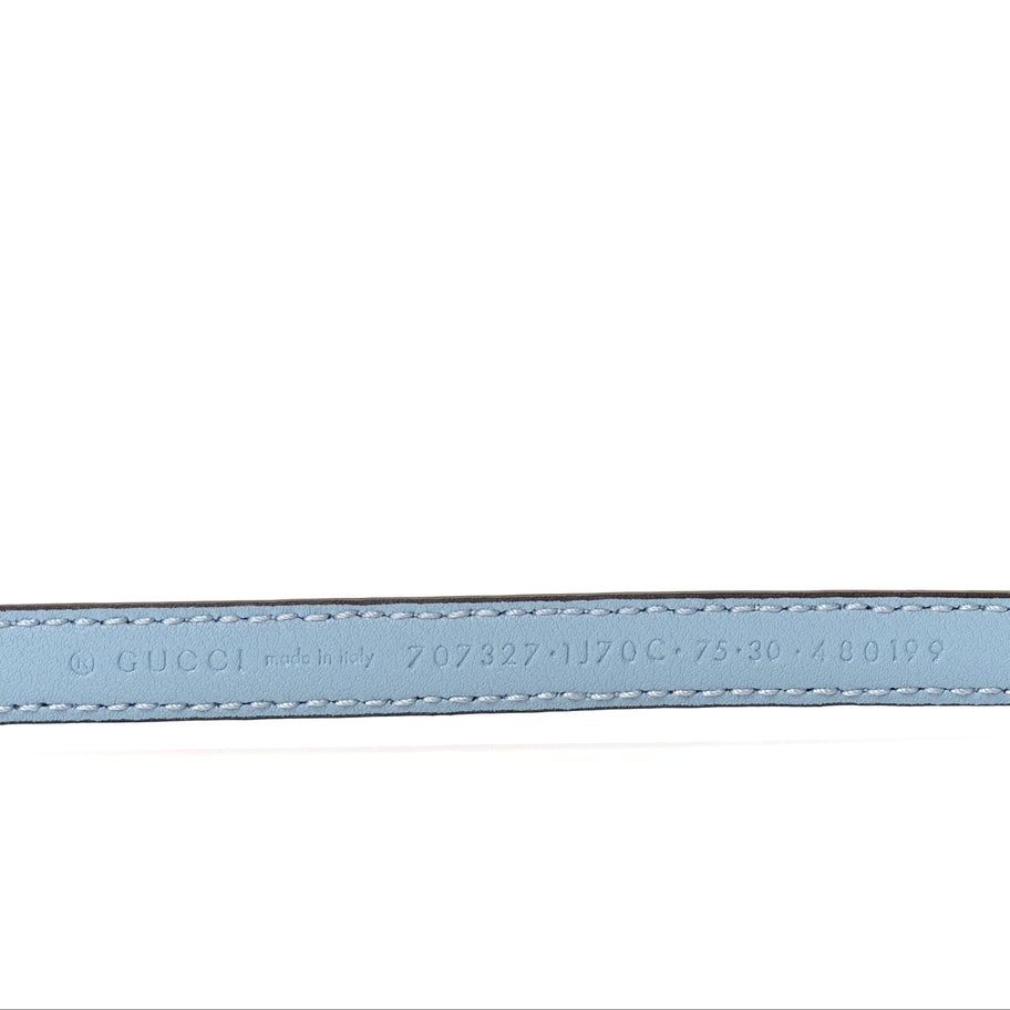 Gucci Patent Double G Thin Belt  85 34  Blue Image 5