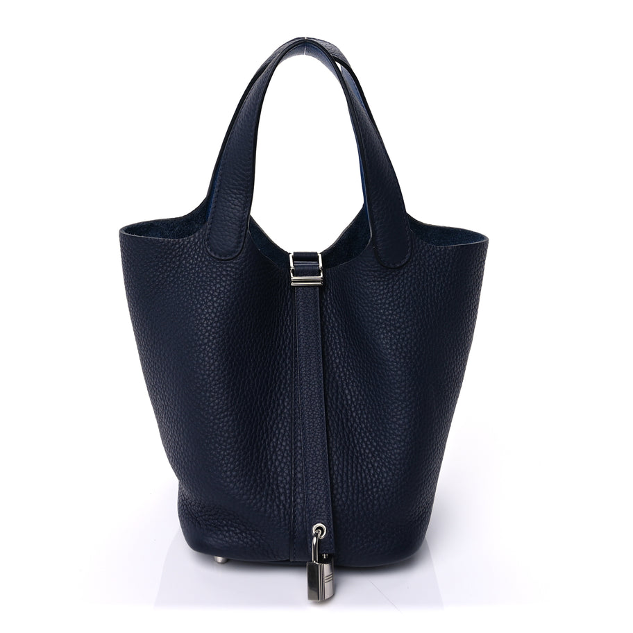 Hermes Taurillon Clemence Swift Eclat Picotin Lock 18 PM Bleu Encre Bleu Zellige Image 1