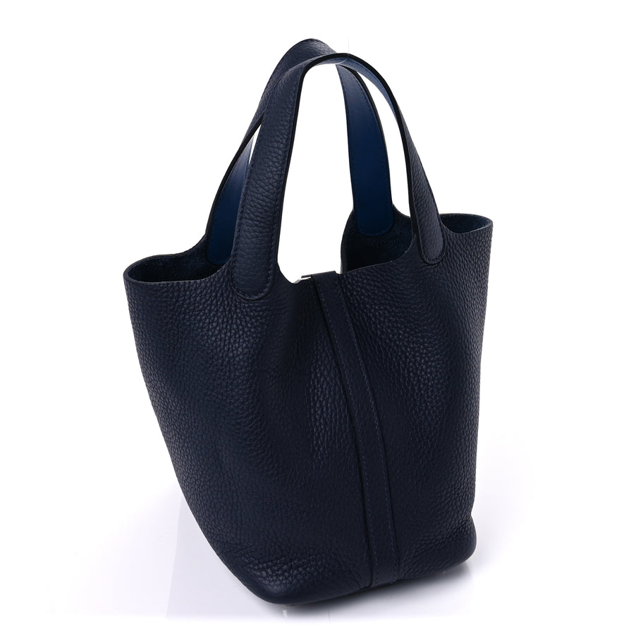 Hermes Taurillon Clemence Swift Eclat Picotin Lock 18 PM Bleu Encre Bleu Zellige Image 2