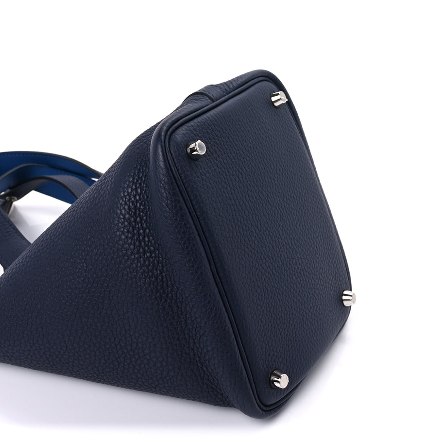 Hermes Taurillon Clemence Swift Eclat Picotin Lock 18 PM Bleu Encre Bleu Zellige Image 7
