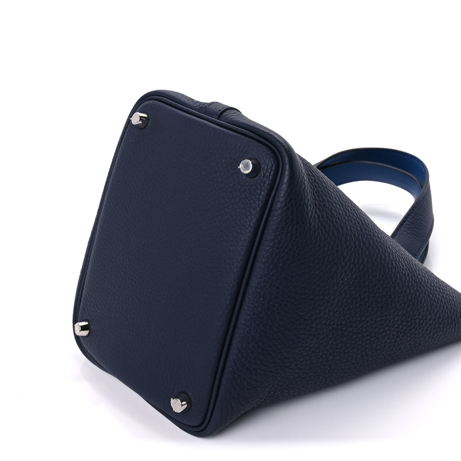 Hermes Taurillon Clemence Swift Eclat Picotin Lock 18 PM Bleu Encre Bleu Zellige Image 8