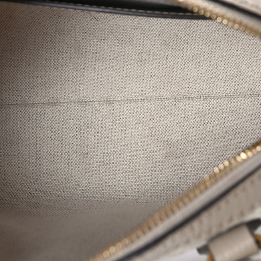 Gucci GG Supreme Monogram Textured Dollar Calfskin Web Mini Ophidia Top Handle Bag Beige Mystic White Oatmeal Image 4