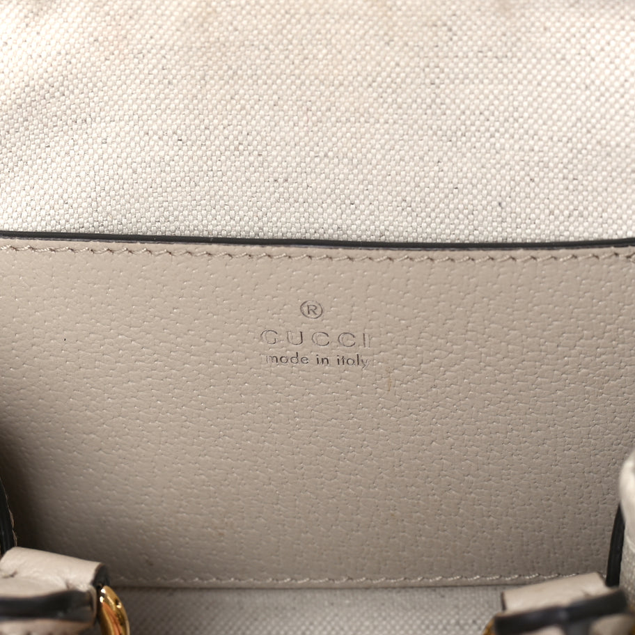 Gucci GG Supreme Monogram Textured Dollar Calfskin Web Mini Ophidia Top Handle Bag Beige Mystic White Oatmeal Image 5