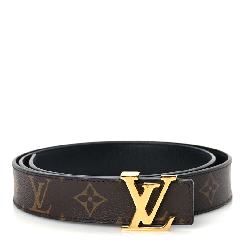  Louis Vuitton Calfskin Monogram 30mm LV Initiales Reversible Belt 95 38 Black Monogram