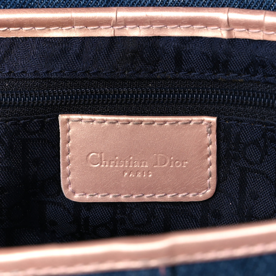 Christian Dior Patent Denim Jeans Saddle Bag Blue Pink Image 5