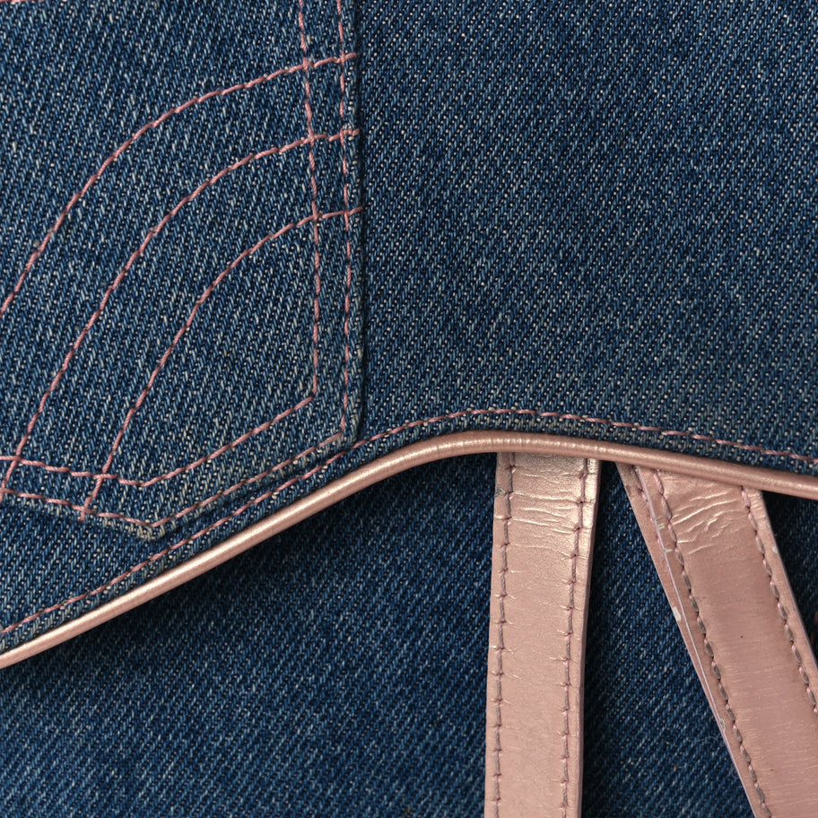 Christian Dior Patent Denim Jeans Saddle Bag Blue Pink Image 7