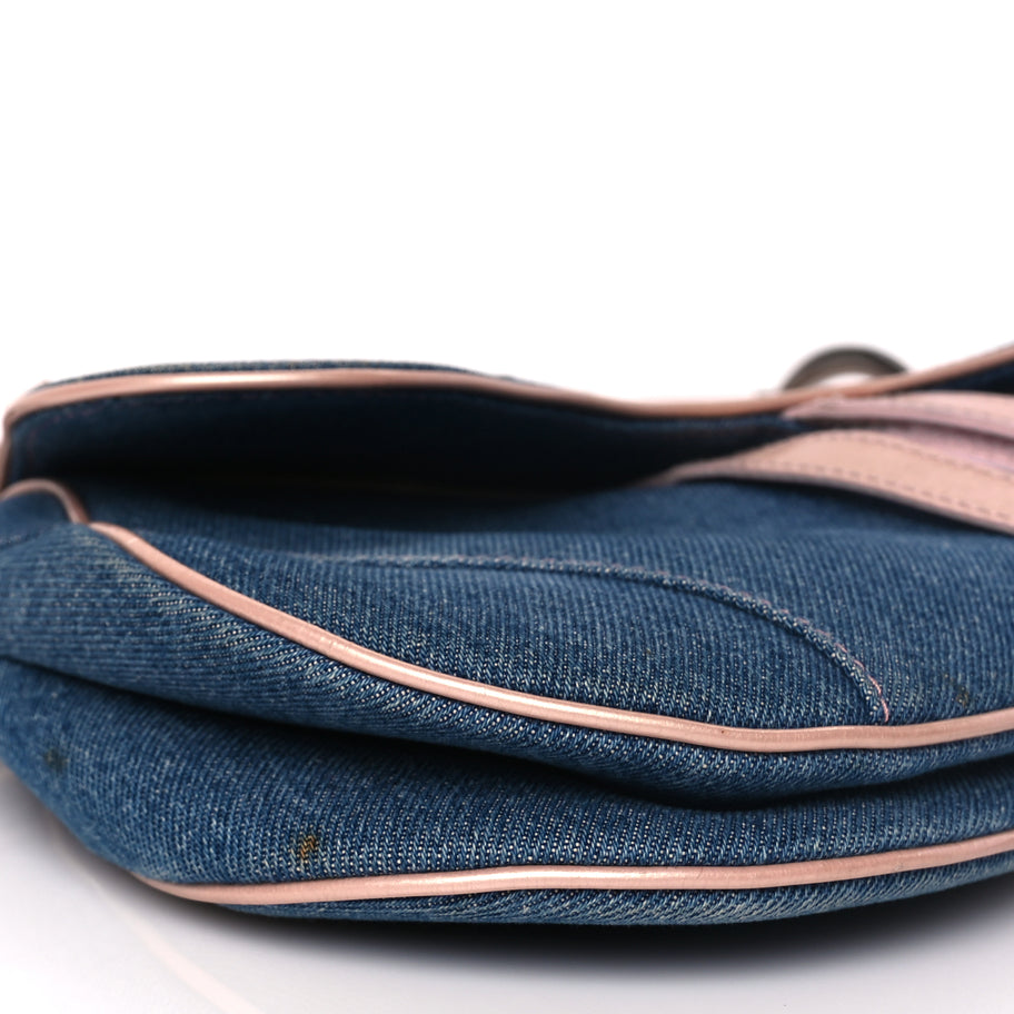 Christian Dior Patent Denim Jeans Saddle Bag Blue Pink Image 8
