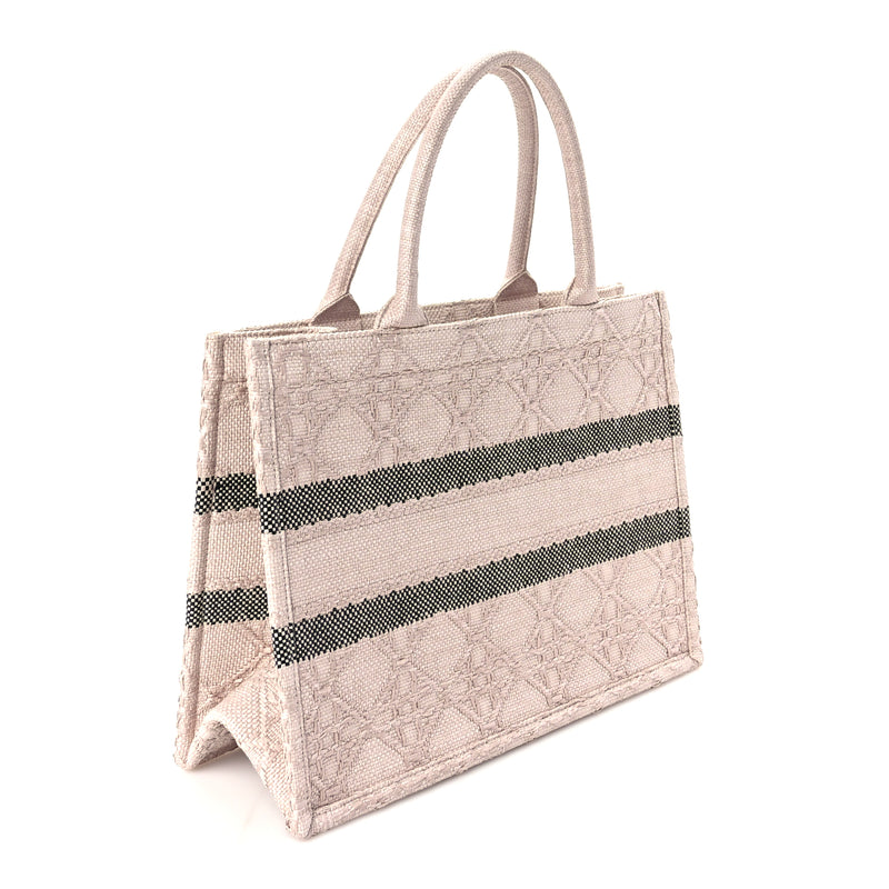  Christian Dior Raffia Cannage Medium Book Tote Sakura Pink