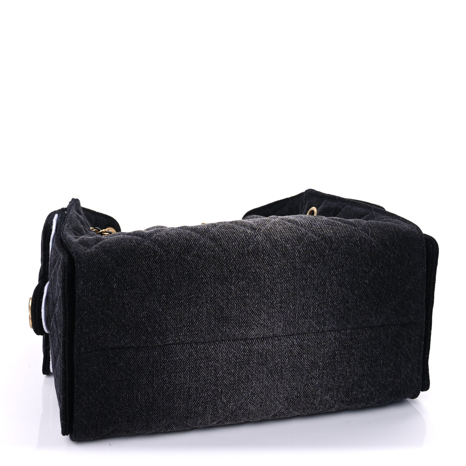 Chanel Washed Denim Quilted Small Chanel 25 Handbag  Black Image 3