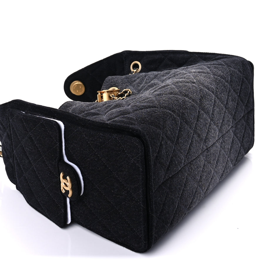Chanel Washed Denim Quilted Small Chanel 25 Handbag  Black Image 8