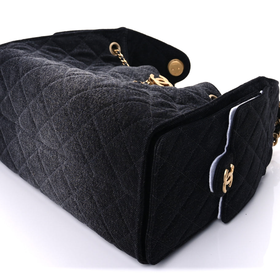 Chanel Washed Denim Quilted Small Chanel 25 Handbag  Black Image 9