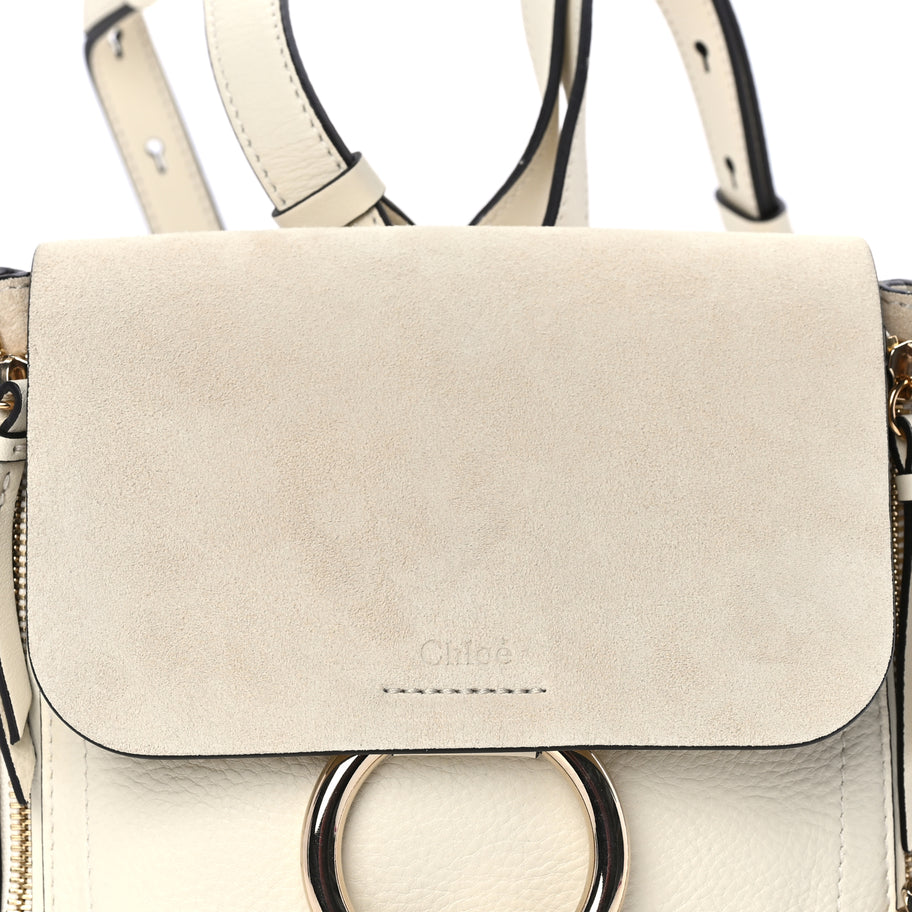 Chloe Suede Calfskin Small Faye Backpack  Off White Image 6