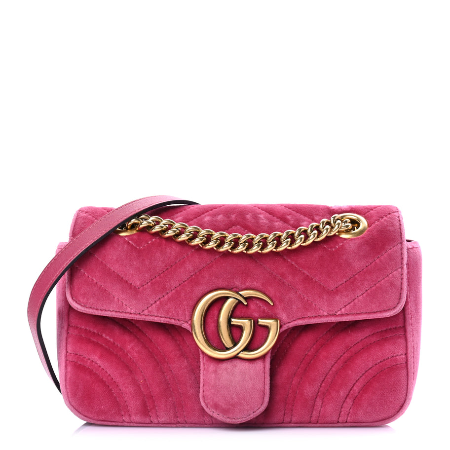Gucci Velvet Matelasse Mini GG Marmont Shoulder Bag Light Raspberry Rose Image 1