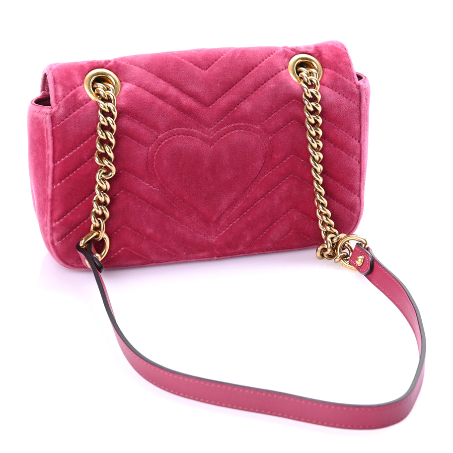 Gucci Velvet Matelasse Mini GG Marmont Shoulder Bag Light Raspberry Rose Image 3