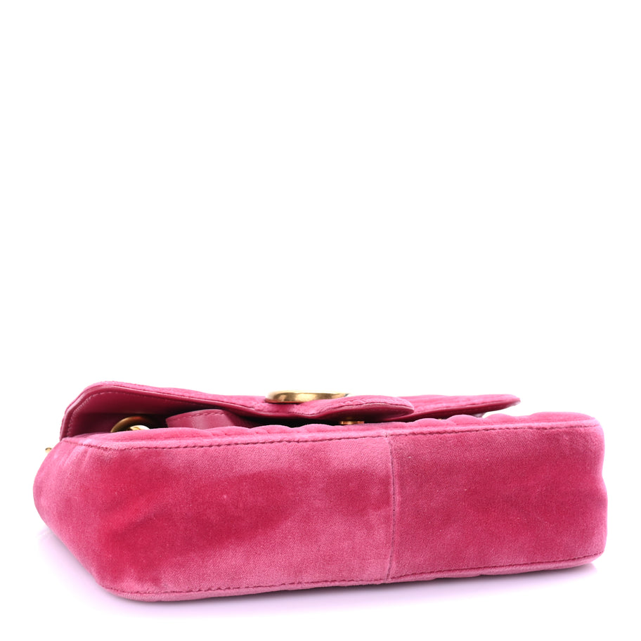 Gucci Velvet Matelasse Mini GG Marmont Shoulder Bag Light Raspberry Rose Image 4