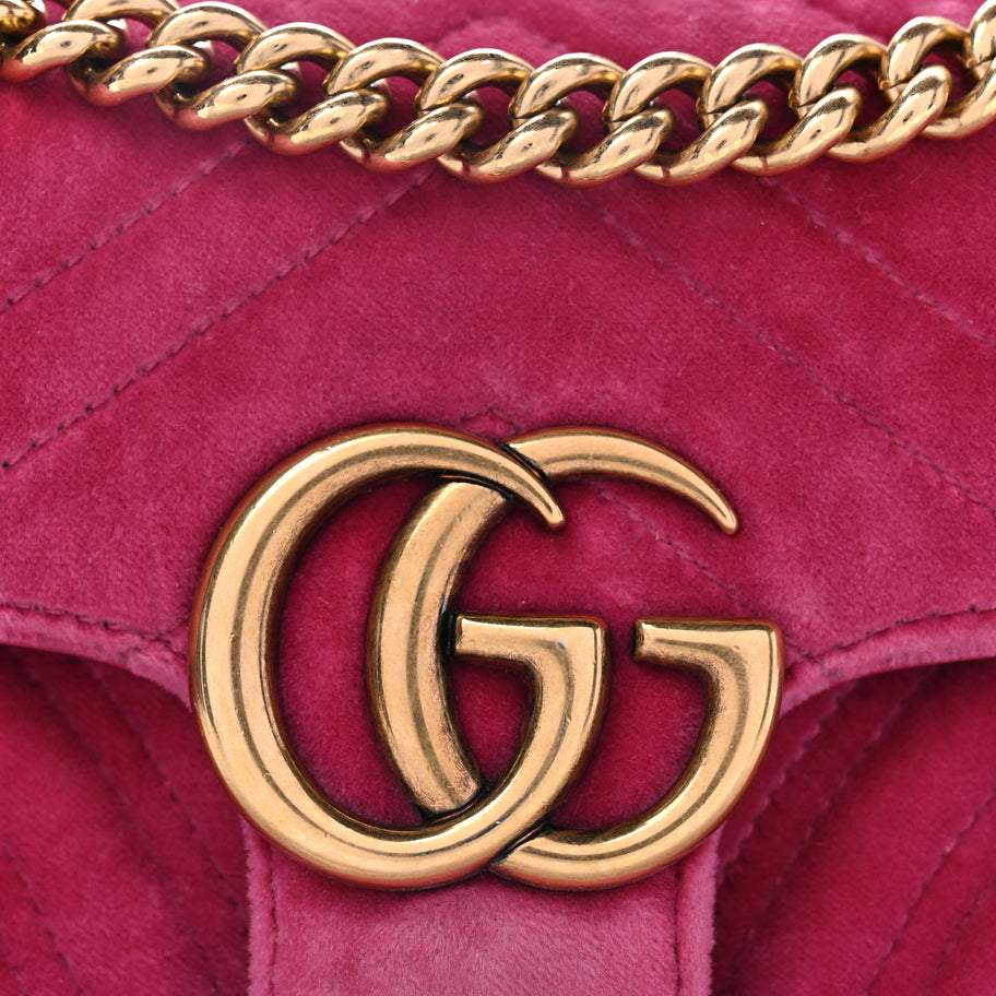 Gucci Velvet Matelasse Mini GG Marmont Shoulder Bag Light Raspberry Rose Image 8