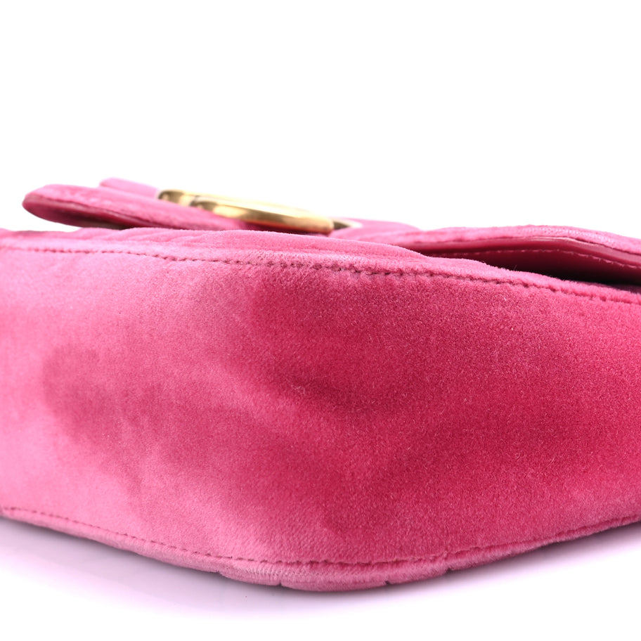 Gucci Velvet Matelasse Mini GG Marmont Shoulder Bag Light Raspberry Rose Image 10