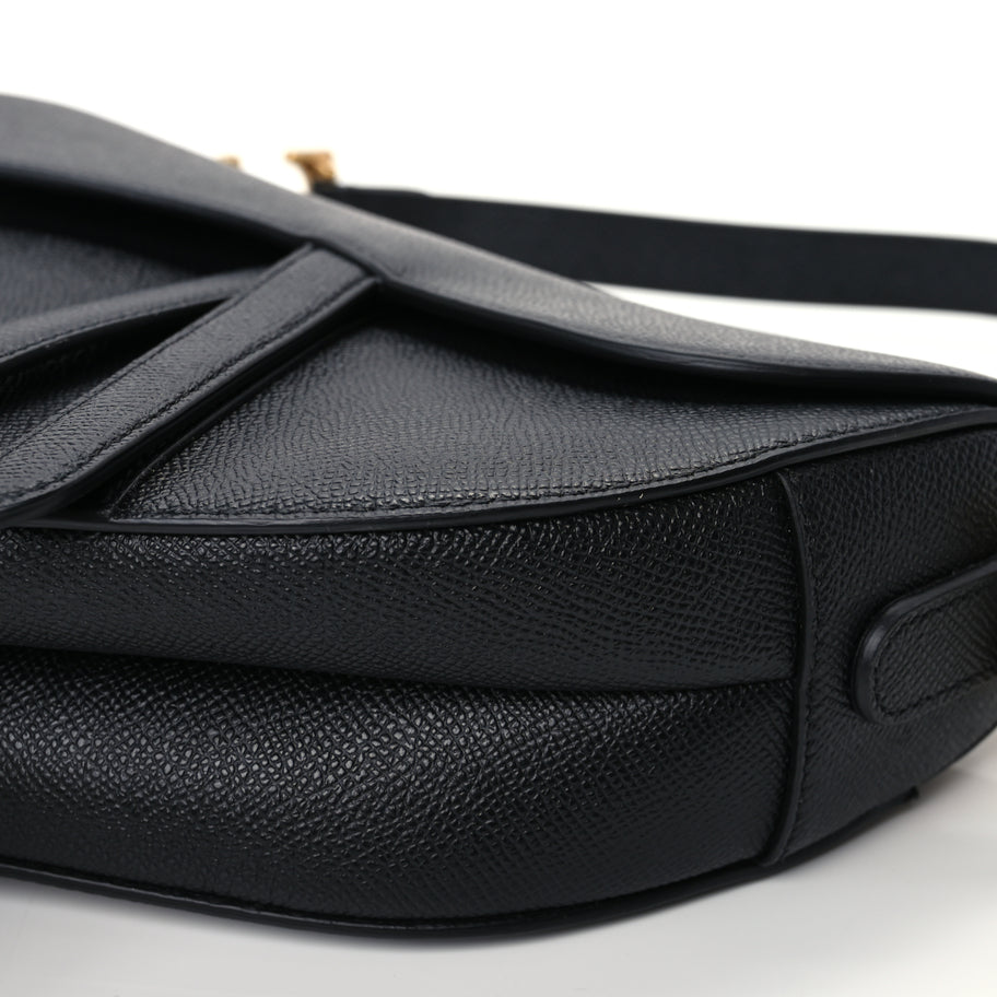 Christian Dior Grained Calfskin Saddle Bag Black Image 9