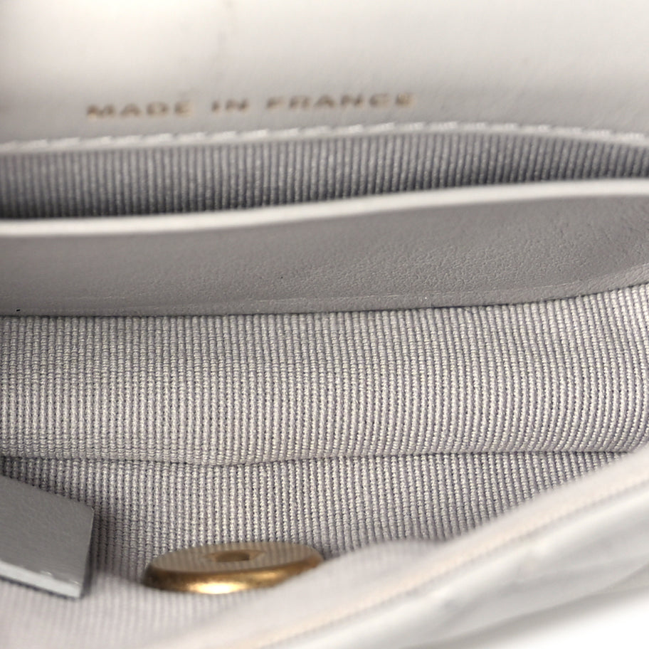 Chanel Calfskin Quilted Lady Handle Flap Card Holder With Chain  Grey Image 4