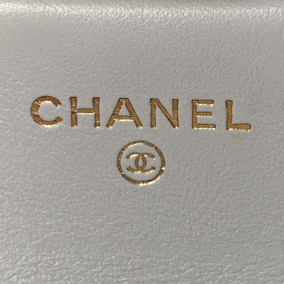 Chanel Calfskin Quilted Lady Handle Flap Card Holder With Chain  Grey Image 5