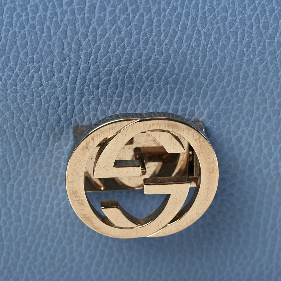 Gucci Dollar Calfskin Small Interlocking G Shoulder Bag Mineral Blue Image 11