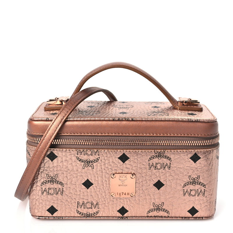  MCM Metallic Visetos Vanity Case Champagne Gold