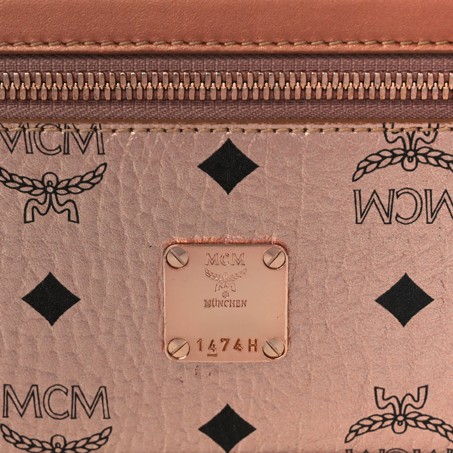 MCM Metallic Visetos Vanity Case Champagne Gold Image 6