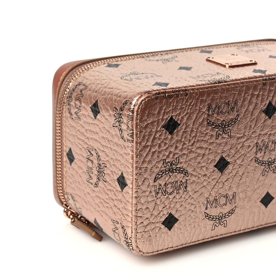 MCM Metallic Visetos Vanity Case Champagne Gold Image 7