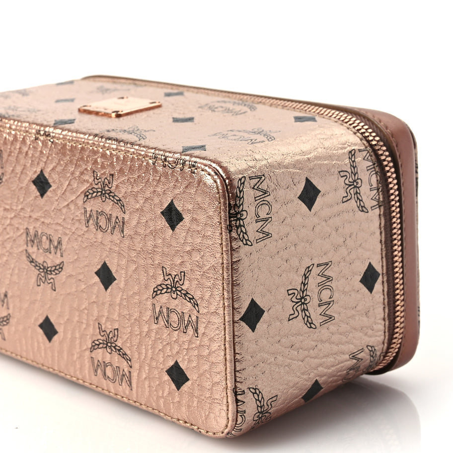 MCM Metallic Visetos Vanity Case Champagne Gold Image 8