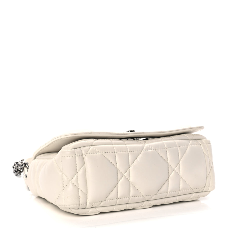 Christian Dior Calfskin Macrocannage Small Dior Caro Bag Ivory Image 3