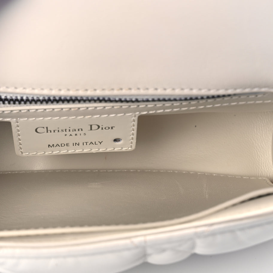 Christian Dior Calfskin Macrocannage Small Dior Caro Bag Ivory Image 4