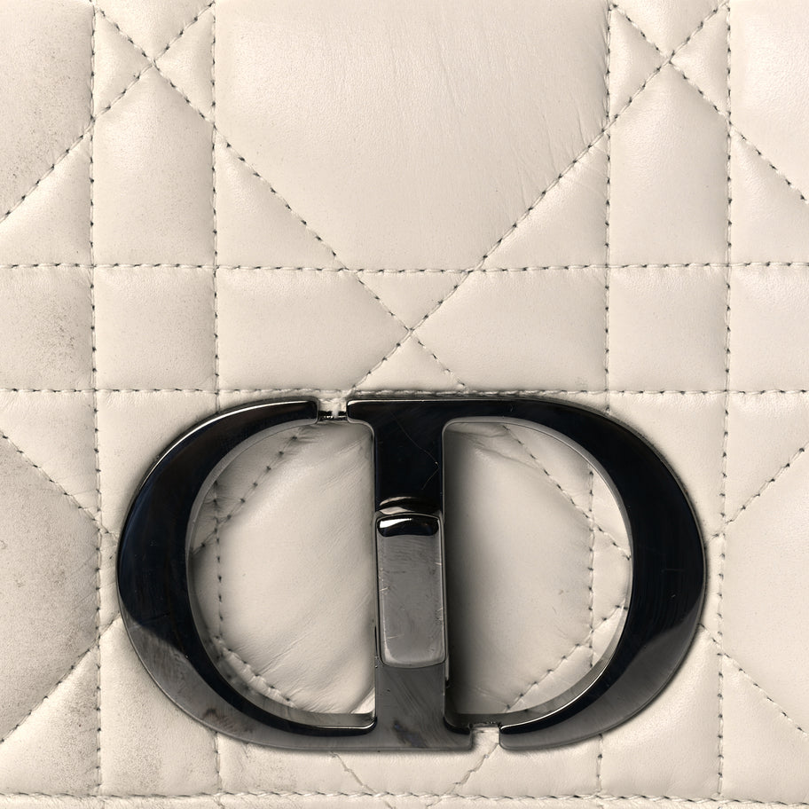 Christian Dior Calfskin Macrocannage Small Dior Caro Bag Ivory Image 7