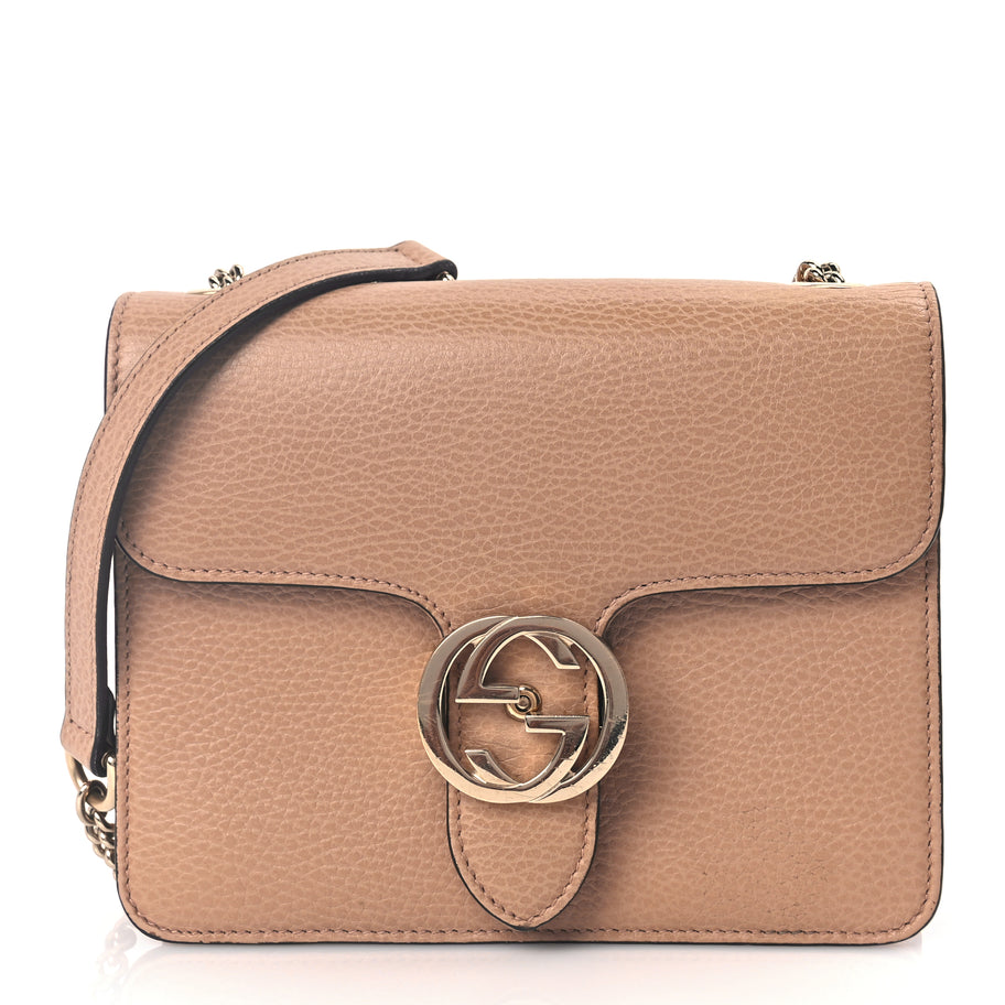 Gucci Dollar Calfskin Small Interlocking G Shoulder Bag Camelia Image 1